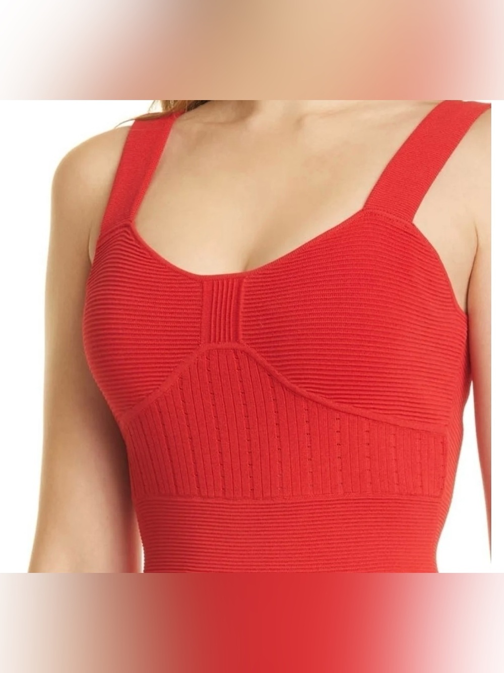 Ted Baker London Red Bustier Knit Fit-and-Flare Skater Sleeveless Dress